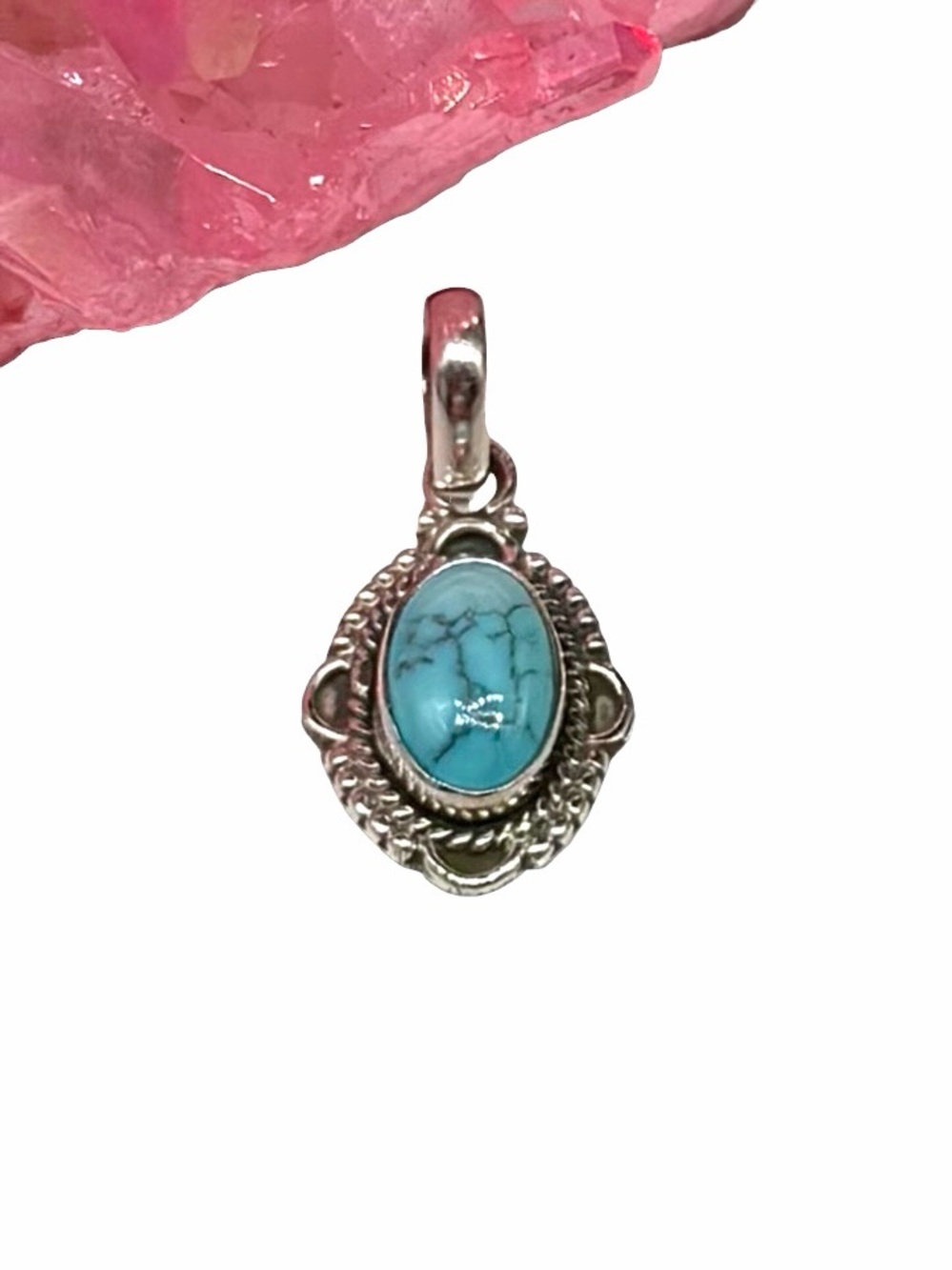 South Hills Turquoise Necklace Pendant Solid 925 Sterling Silver Boho Western